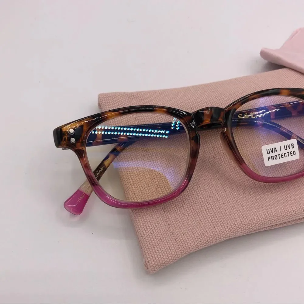 Summer & Rose Ombré Recycled Plastic Blue Blockers with Soft Case NEW